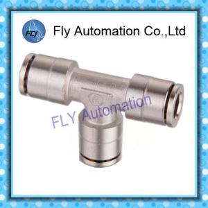 China Pneumatic Tube Fittings T-Tee nickel-plated brass quick coupling PE series on sale