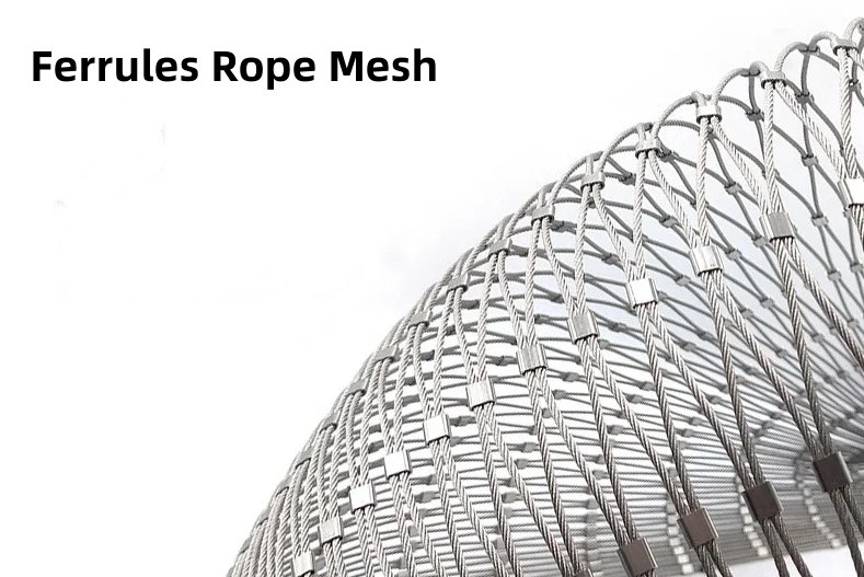 Inox 304 Flexible Woven Rope Mesh For Safety Handrail Fence