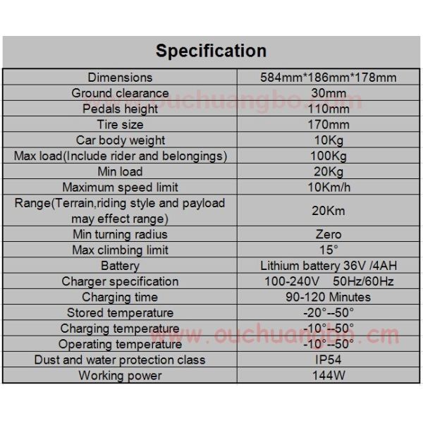 Ouchuangbo China Electric Chariot Scooter,Self-balancing Vehicle OCB-XX12