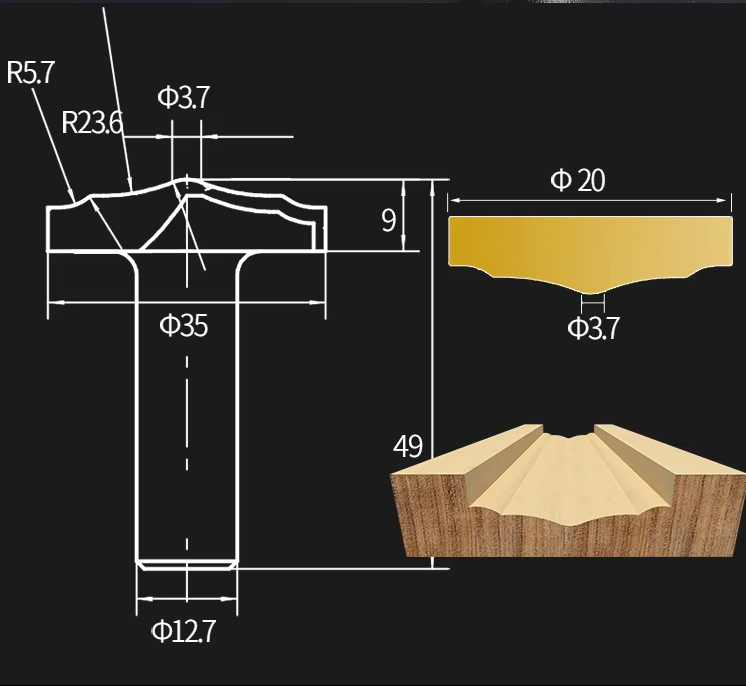 65Mn ISO9001 Certified Cabinet Miter Router Bit with Bowl Groove for Woodworking Milling Cutter
