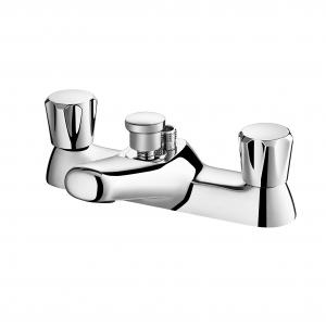 China Bath Taps with Shower,Bath Shower Filler Mixer Tap Double Lever Chrome Solid Brass with Shower Hand on sale