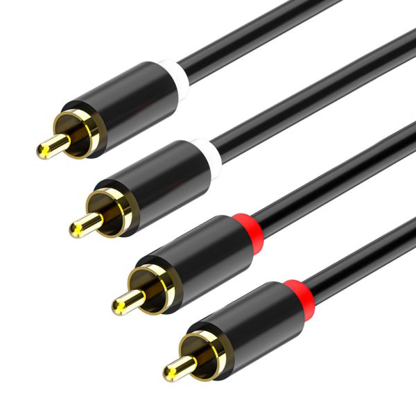 2RCA Male To 2RCA Male Gold Plated Audio Cable , Black 6 Ft 3.5 Mm Audio Cable