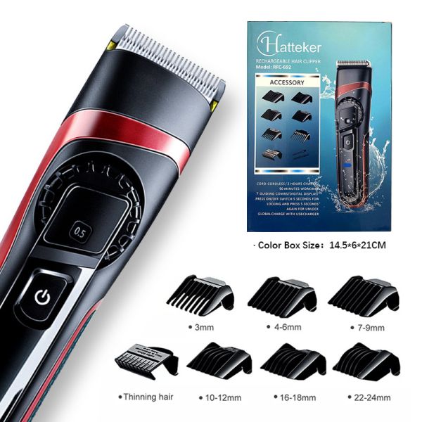 2200mAh Electric Hair Trimmer , 100v-240v Waterproof Hair Clippers Rechargeable