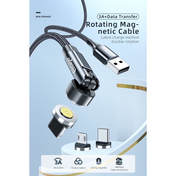 Universal 540 3 in 1 Magnetic Cables Micro Type C Magnetic USB Cable 3A