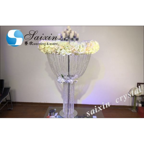 Antique Crystal Glass Candelabra Table Centerpiece 13 Arms Crystal Glass Champagne Gold