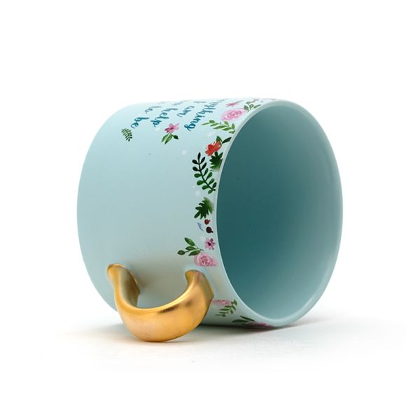 Lovely Mothers Day Crockery Elegant Design Mom Gift Ceramic Mug Coffee With Gold Handle