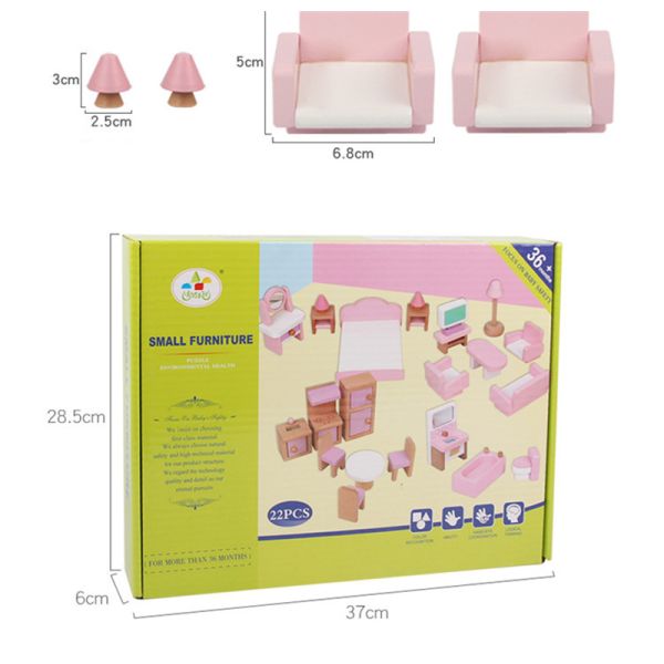 Classical 10.5cm Natural Mini Wooden Doll House Toys Furniture