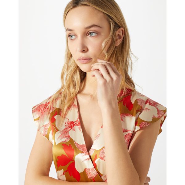 Boho Hibiscus Wrap Maxi Women Dress