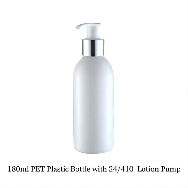180ml/200ml/250ml Capacity Round Shoulder Cylinder PET Plastic Bottles with Lotion Pumps