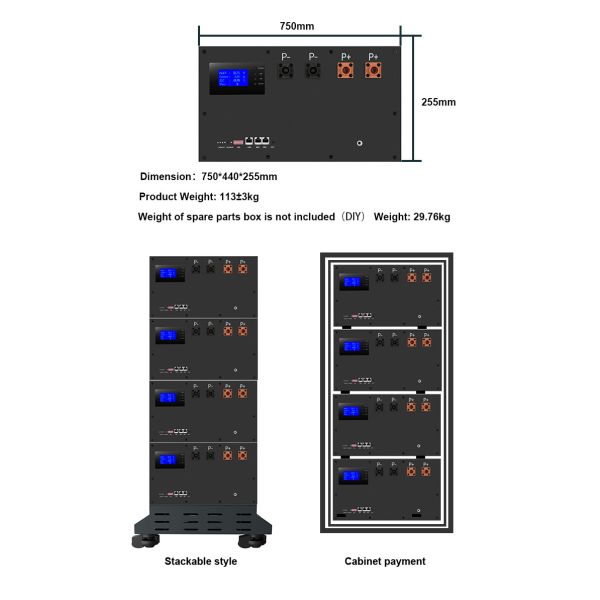 48V Seplos Mason 280 Diy Kit 280ah Lifepo4 Battery Box CAN RS485 Communication