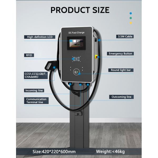 Electric Car Charging Pile OEM Level 3 Wall-Mount 30kW DC Fast Charger CCS1 CCS2 GB/T