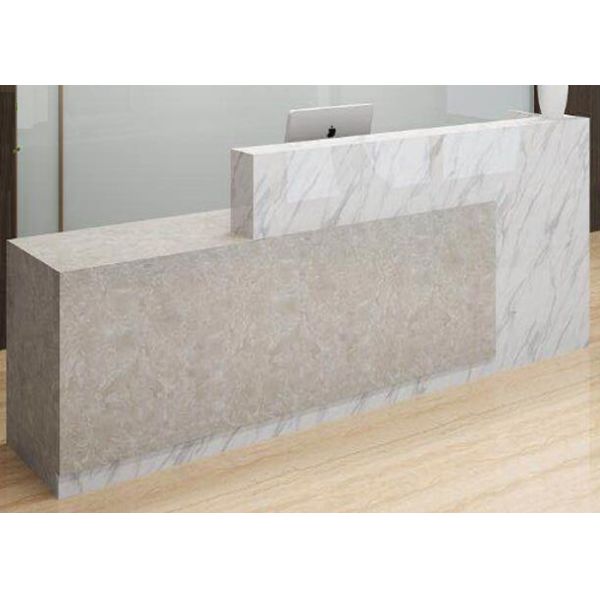 Wood With Lines Design Front Reception Desk / Office Reception Counter Dust Proof