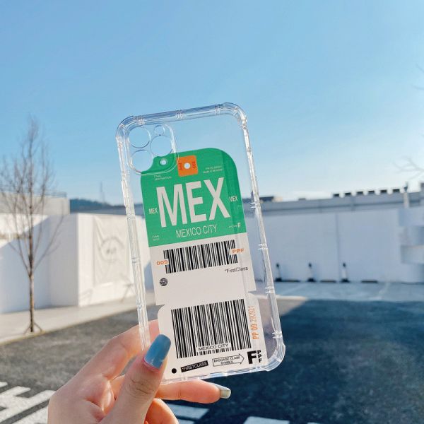 Iphone 12 Shockproof Phone Cases Boarding Pass Air Ticket City Plane slip free