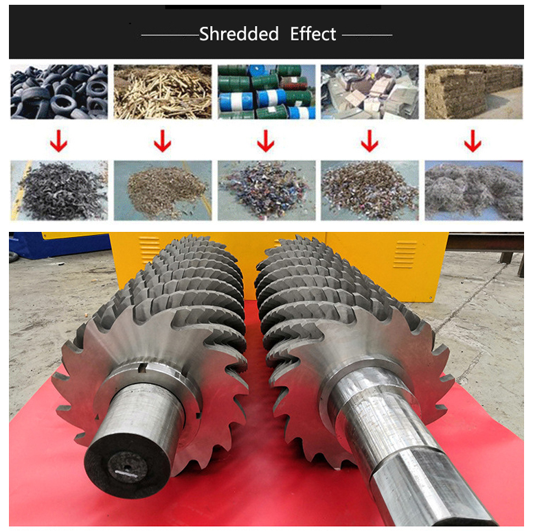 300 500 kg/h Production Capacity Waste Plastic Recycling Dual Shaft Double Motor Shredder