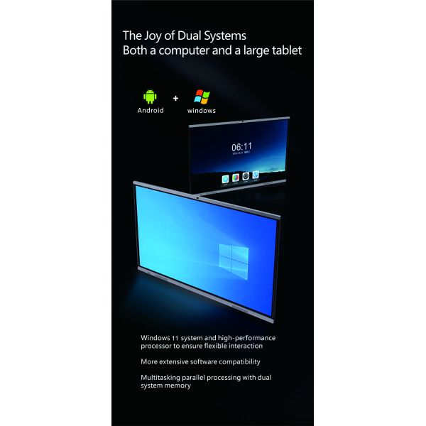 65 Inch A type Pen Finger Touch LCD AI Smart Interactive Board Anti Glare For Teaching
