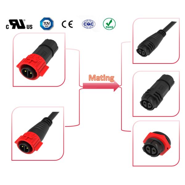 Red Color Multic Pin Waterproof Circular Connectors PA66 8 Pin Circular Connector