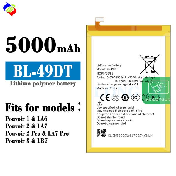 Double IC Protection BL-49DT 3.85V 5000mAh Lithium Mobile Phone Battery for TECNO LA6 LA7