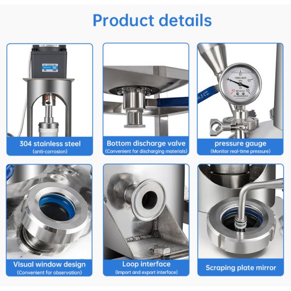 50L Stainless Steel Reactor Laboratory Double-Layer Chemical Reaction Vessel with Digital Display Device and Supporting Frame