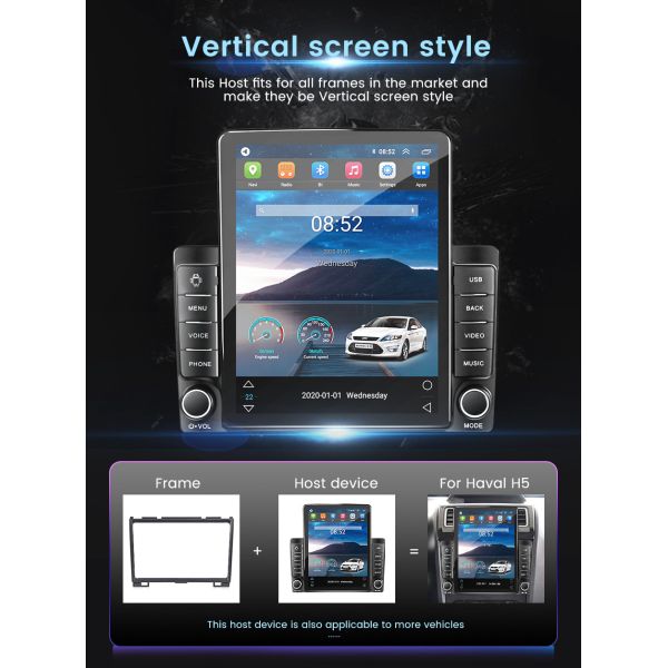 Uniersal Car Model 9.7 inch 2 din Double Din Android 12 Car DVD Player with GPS and Bluetooth