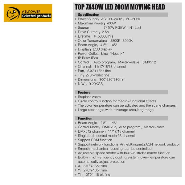 Rotation 7x40w Mini Bee Eyes Moving Head Light For Stage Event Pub