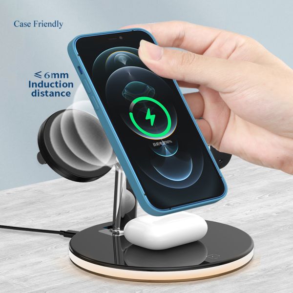 Integrated 15w Wireless Cell Phone Charger Fast 3 In 1 Universal