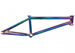 China 20 Inch BMX Bicycle Rainbow Frame Oil Slick Full crmo Top Tube 20.75RC 336mm Integrated Head TubeMid bb Removable Brake wholesale