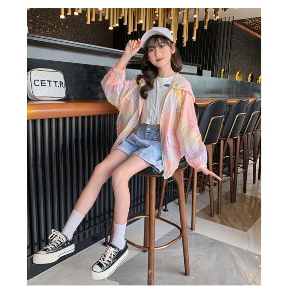 Children Sun Protective Clothing Light Breathable Hooded For Girls