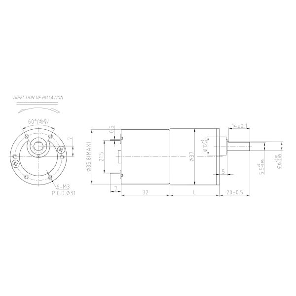 400rpm Permanent Magnet DC Gear Motor 20V 100Rpm 200Rpm 1nm