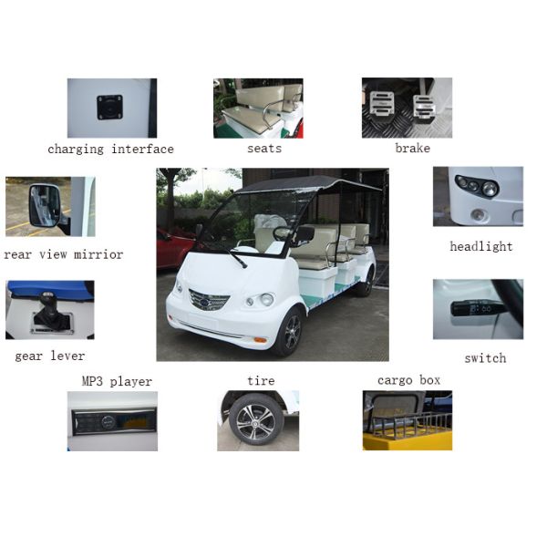 Glass Fiber Body Electric Recreational Vehicles 8 Seats For Public Area