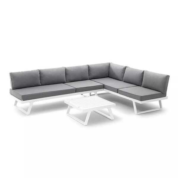 Aluminum Frame Patio Set AJUNION Modern Outdoor Furniture Daybed Sectional Lounge Set