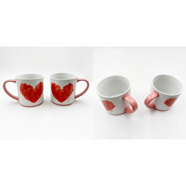 Valentine's Day Painted Heart Ceramic Crafts Products Mug Couple Cup Gift For Home And Cafe