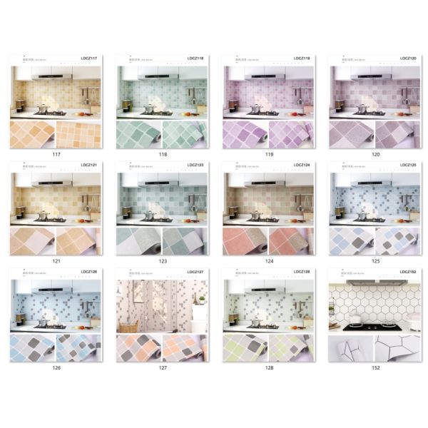 Ceramic Tile Mosaic PVC Self-Adhesive 3D Wallpaper for Bathroom Removable Kitchen Wallpaper