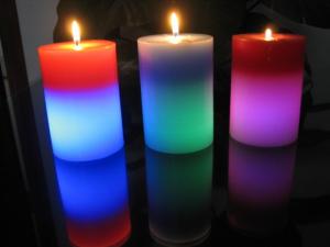 China Light Activated Pillar Flameless LED Candles Rainbow Color Changing Eco Friendly wholesale
