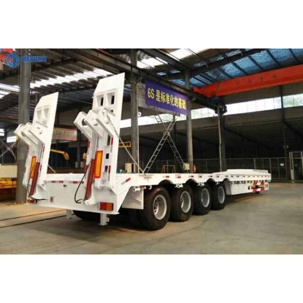 Weight 10000kg 4 Axles Max Payload 80 Ton Lowbed Heavy Duty Semi Trailer