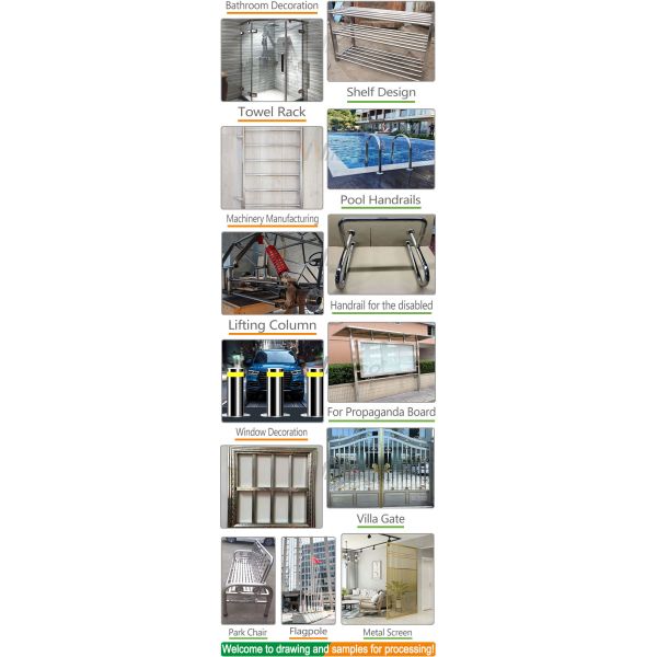 Corridors Stainless Steel Inox Metal Ss Round Pipe Tube Sus 201 304 316 25.4mm 31.8mm 38.1mm 42.4mm 50.8mm 63.5mm