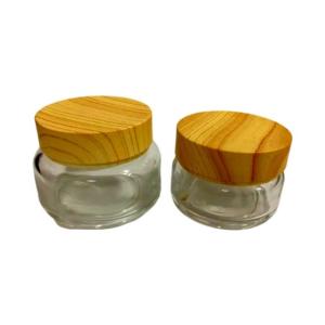 China Recycle Glass Cream Jars Packaging / Facial Scrub Luxury Cosmetic Containers / Cream Bottles wholesale