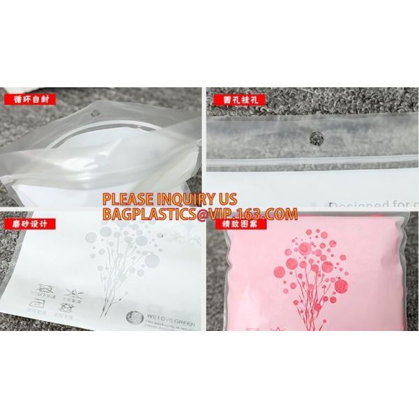 accessory white Pearl Film half Clear Plastic zip lock Bag with Hang Hole, Zip Lock Underwear Plastic Packaging Bag, pac