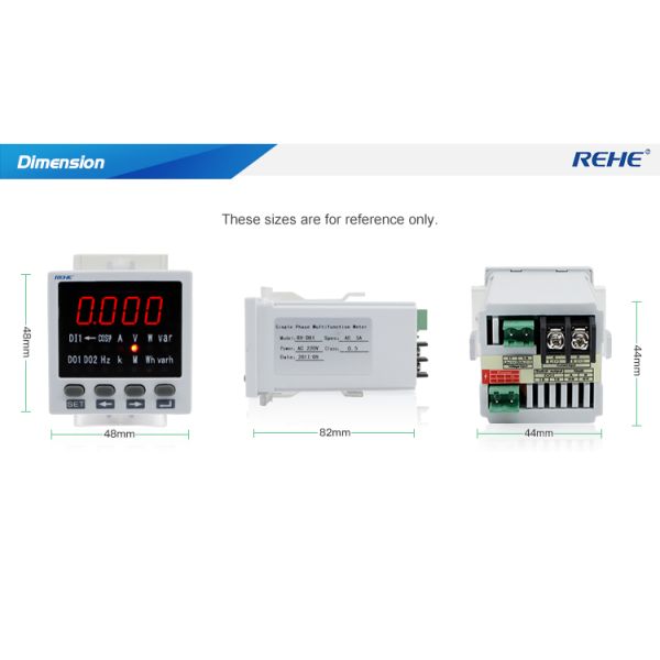48*48mm mini Amp Volt Rpm High Voltage Digital Panel Mount Single Phase AC/DC multimeters