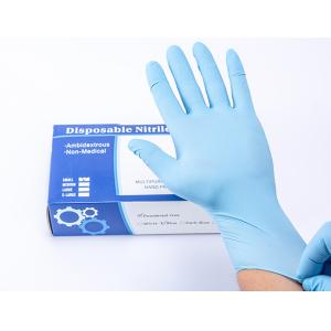 China 0.09mm Disposable Blue Nitrile Gloves Powder Free 23cm SGS wholesale