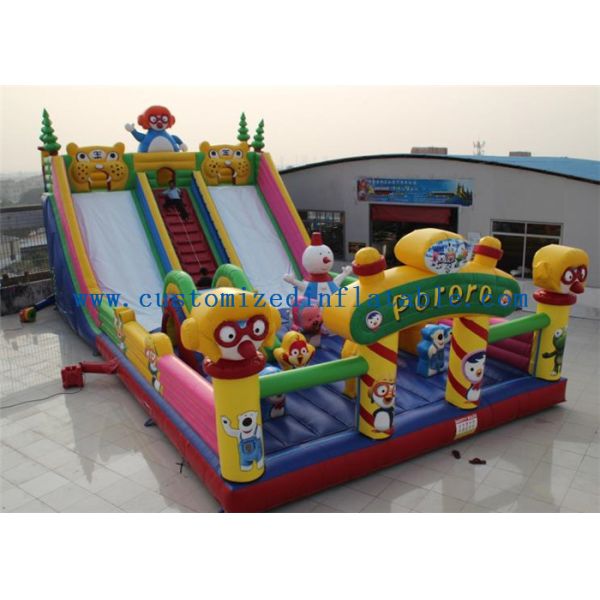 Waterproof Pororo Inflatable Double Slip And Slide Inflatable Fairyland Park For Playing