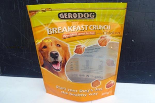Quality Bottom Gusset Stand Up Pet Food Plastic Packaging Bag with top resealable ziplock for sale