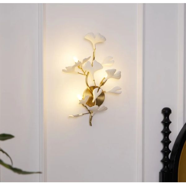 Hotel Elegant Magnolia Flower Ceramic Wall Lamp