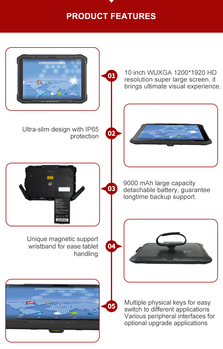 GPS Wifi Bluetooth Industrial PDA NFC Android Tablet 2.0Ghz 16GB ROM 13MP Camera