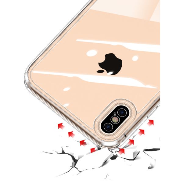 TPU Edge Glass Back Hybrid Scratch Proof Phone Cover High Transparency Impact Buttons