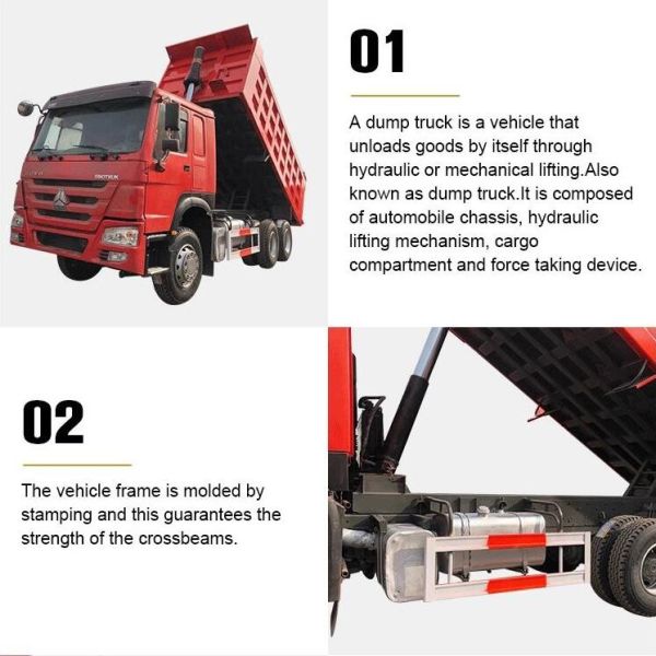 Red 20CBM Used Howo Dump Truck 371HP 375HP 6x4