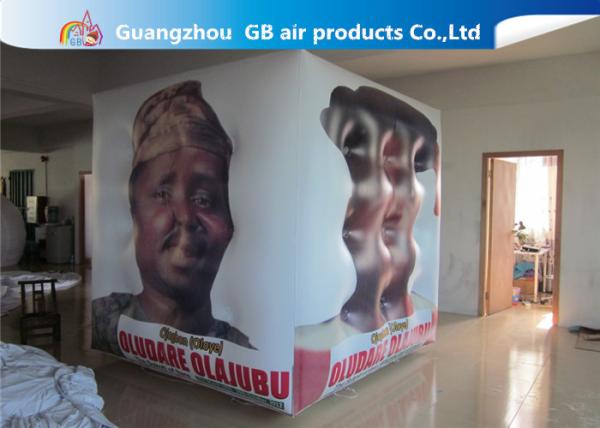 Fireproof White Cube Inflatable Helium Balloons PVC Material Full Digital
