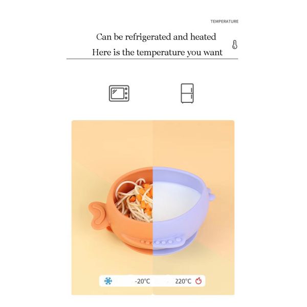 Soft Silicone Children Cartoon Fish Shaped Sucker Bowl Food Grade Silicone Children'S Tableware Bowl