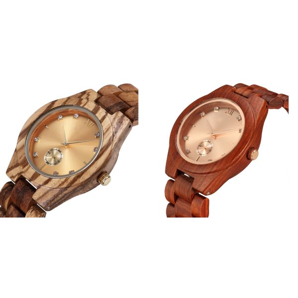 Black 240mm Wooden Mens Wrist Watch 3BAR Wood Grain Watches Japan Movement