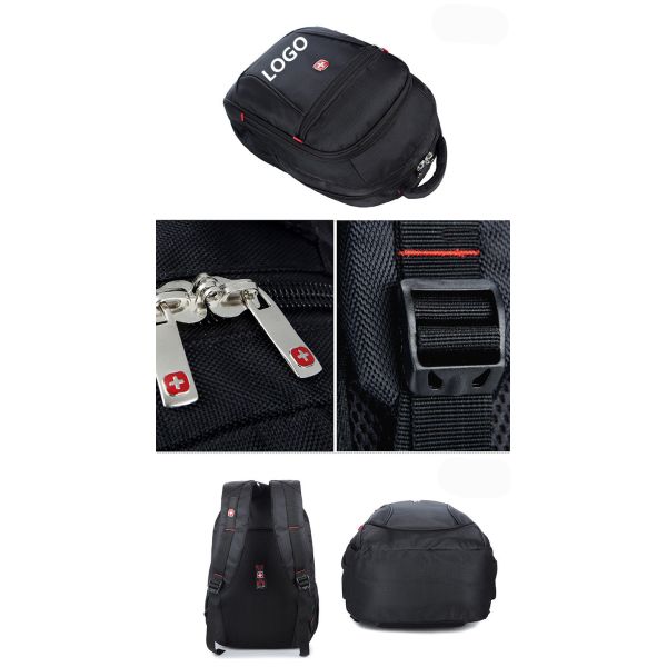 High Quality Nylon Business Leisure Backpack Black Bags Logo Customized