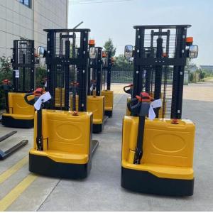 1500kg 3000mm Full Electric Walkie Stacker With Reverse Rearview Mirror And